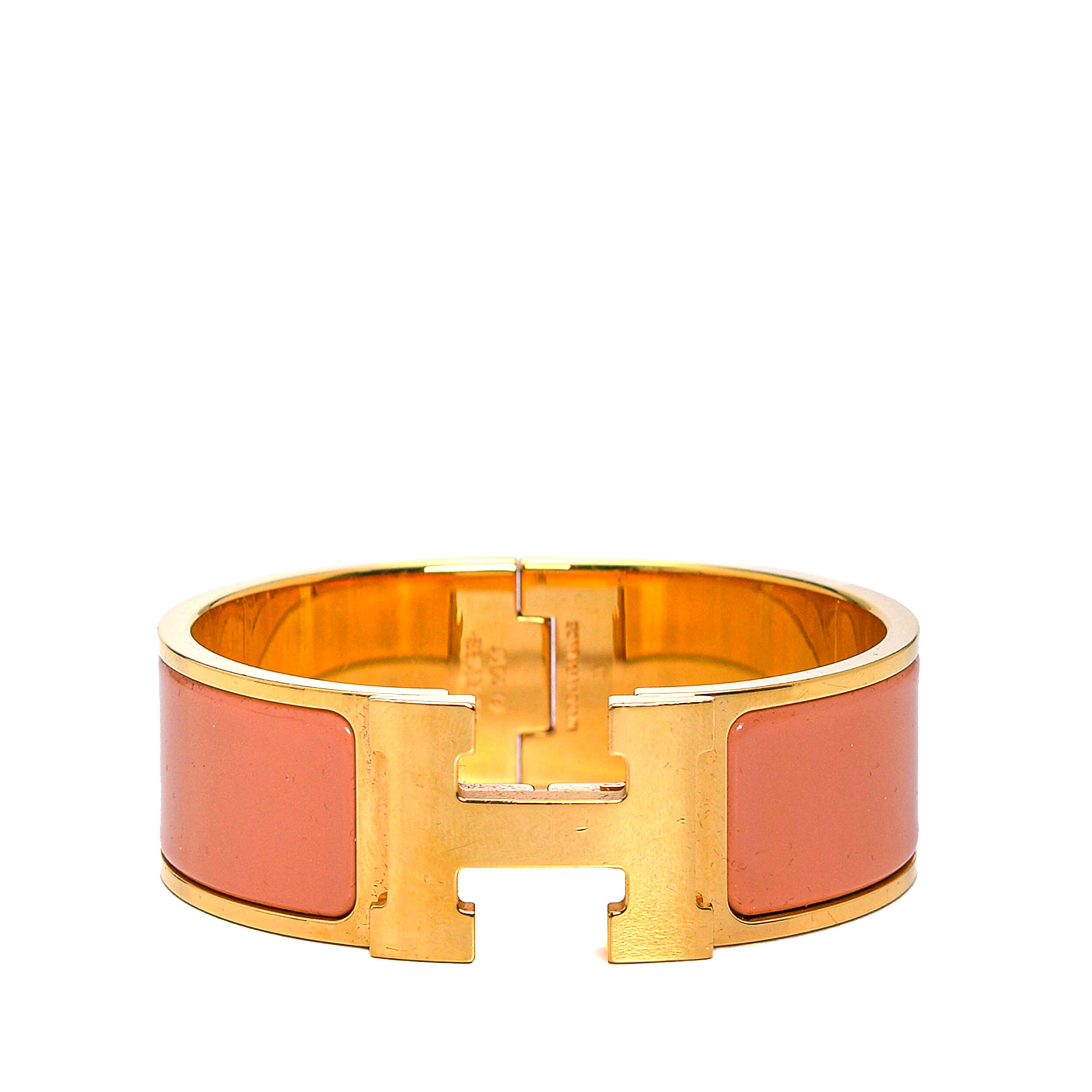 Hermes - Gold & Light Orange Clic H Bracelet